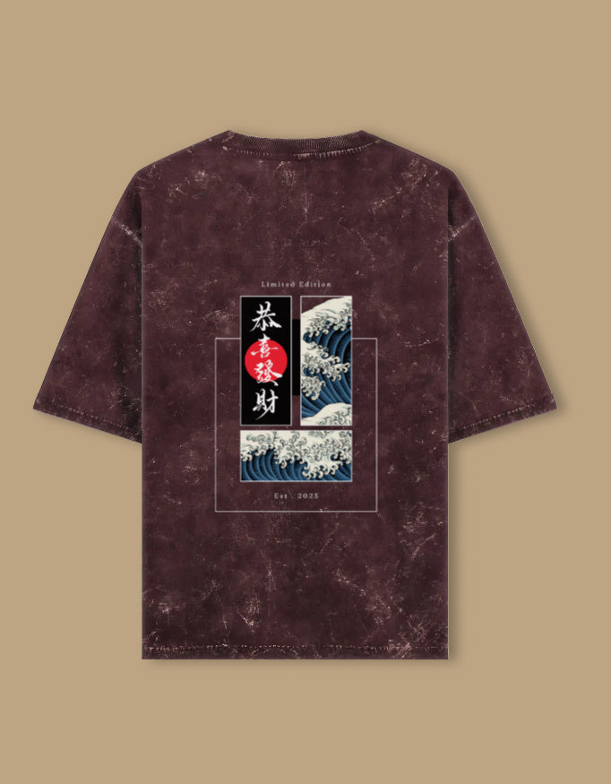 WAVE Men Acid Washed Oversized Tee