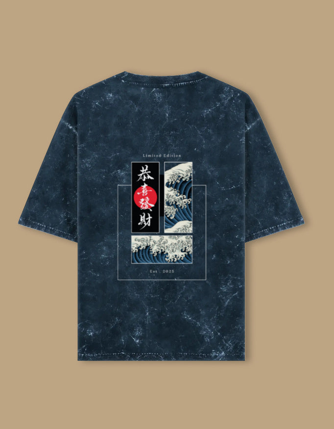 WAVE Men Acid Washed Oversized Tee