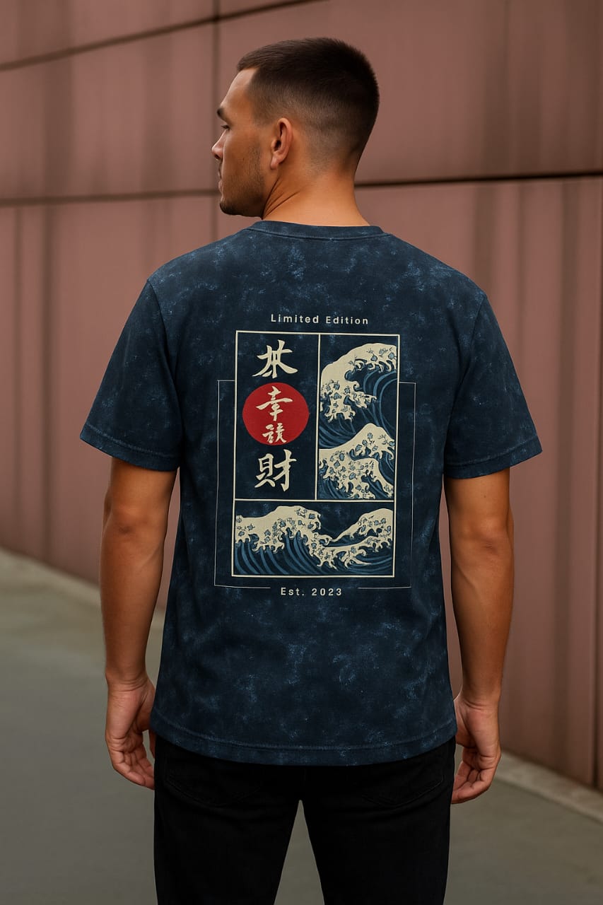 WAVE Men Acid Washed Oversized Tee